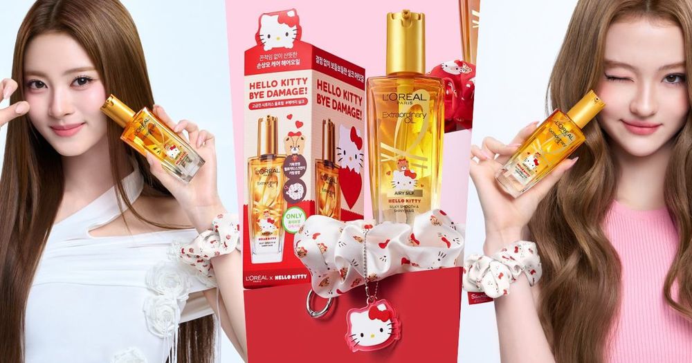 貓系MEOVV全團愛慘了！巴黎萊雅人氣髮油夢幻聯名Hello Kitty，凱蒂貓髮圈＋小金瓶超萌包裝、三麗鷗粉絲快衝呀！-1