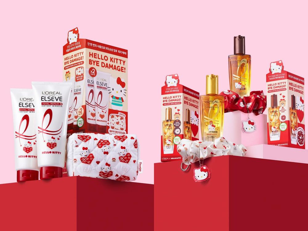 貓系MEOVV全團愛慘了！巴黎萊雅人氣髮油夢幻聯名Hello Kitty，凱蒂貓髮圈＋小金瓶超萌包裝、三麗鷗粉絲快衝呀！-11