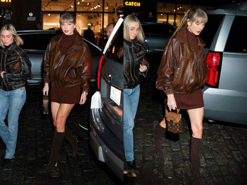 泰勒絲超愛LOUIS VUITTON！私服「盒子包、Tambour腕錶」狂出鏡，連求婚造型都選LV手鐲！-5