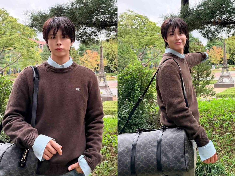 男友出國都揹這咖！泰亨、朴寶劍旅行不離身「CELINE老花波士頓包」低奢感連背影都迷人！-11