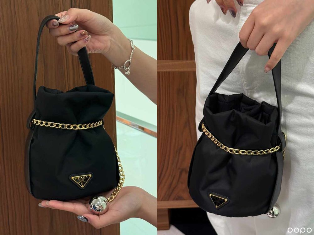 原來Karina大秀戰包就是它！PRADA秋冬全新「銀球水桶包」登場！新一代小包控最愛！-2