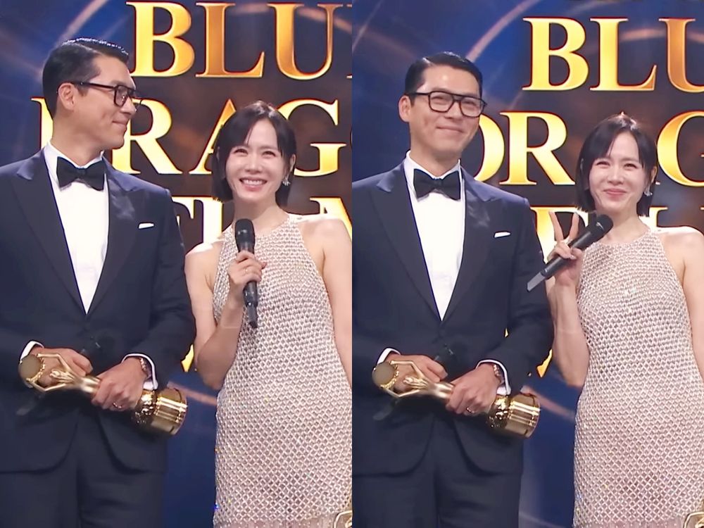 孫藝真、玄彬夫妻檔拿下《青龍獎》影帝影后！台上甜蜜互動太閃、孫仙戴的超美耳環找到了！-4