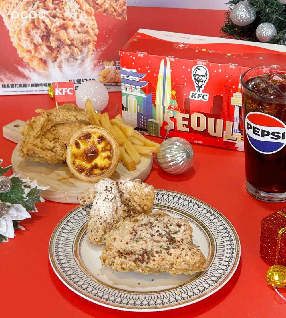 2025聖誕限定必吃！肯德基「聖誕首爾巨大桶」雪花起司炸雞+比司吉+可可流心蛋撻太欠吃！-5