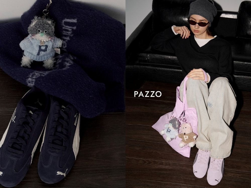 PUMA賽車鞋「玫瑰粉、丹寧藍」冬日新色超美！聯手PAZZO買鞋就送貓貓吊飾、快衝結帳！-3