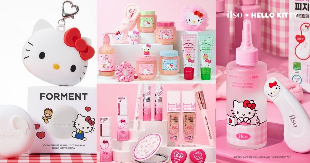 2025最強Hello Kitty美妝聯名願望清單！媚比琳底妝、Forment香膏、plu粉刺保養...，包裝爆炸萌！