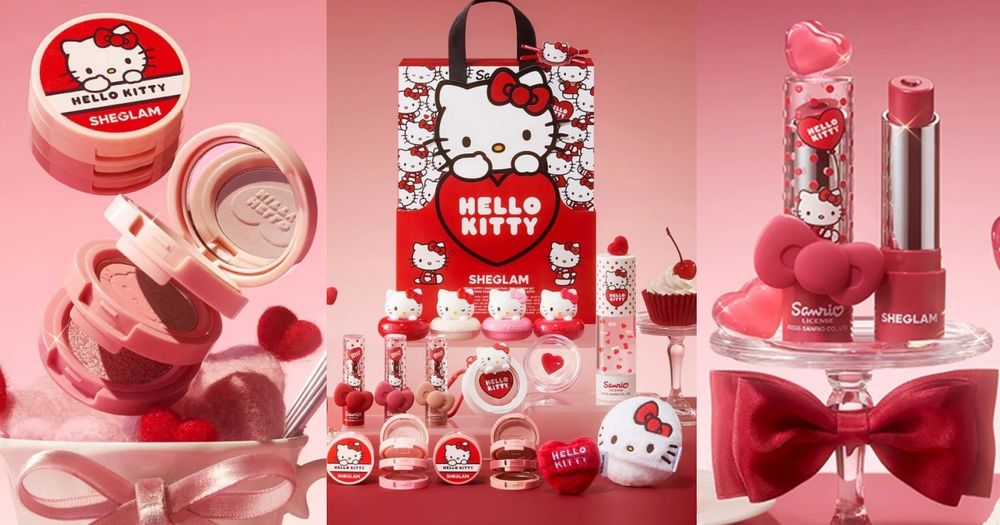 Hello Kitty風暴席捲美妝圈！SHEGLAM第二波凱蒂貓聯名全品項開箱，蝴蝶結夾心唇膏、無嘴貓粉撲、少女心噴發！-1