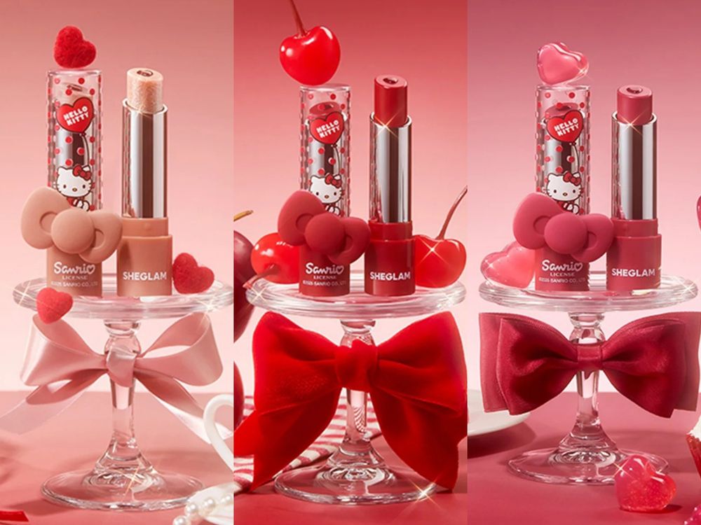 Hello Kitty風暴席捲美妝圈！SHEGLAM第二波凱蒂貓聯名全品項開箱，蝴蝶結夾心唇膏、無嘴貓粉撲、少女心噴發！-12