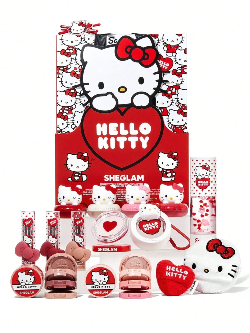 Hello Kitty風暴席捲美妝圈！SHEGLAM第二波凱蒂貓聯名全品項開箱，蝴蝶結夾心唇膏、無嘴貓粉撲、少女心噴發！-17