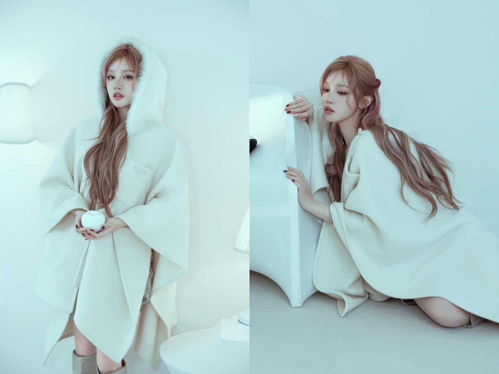 宋雨琦化身冬季精靈！FENDI全新「斗篷、披肩」太美！連帽白披風超夢幻、老花款成粉絲最愛！-3