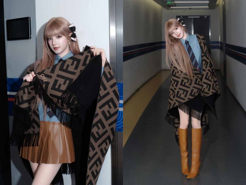 宋雨琦化身冬季精靈！FENDI全新「斗篷、披肩」太美！連帽白披風超夢幻、老花款成粉絲最愛！-2