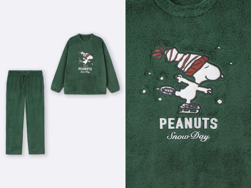 GU日本聖誕限定「史努比聯名」可愛爆！軟綿睡衣、史努比耳朵外套...去日本要整組扛回來！-3