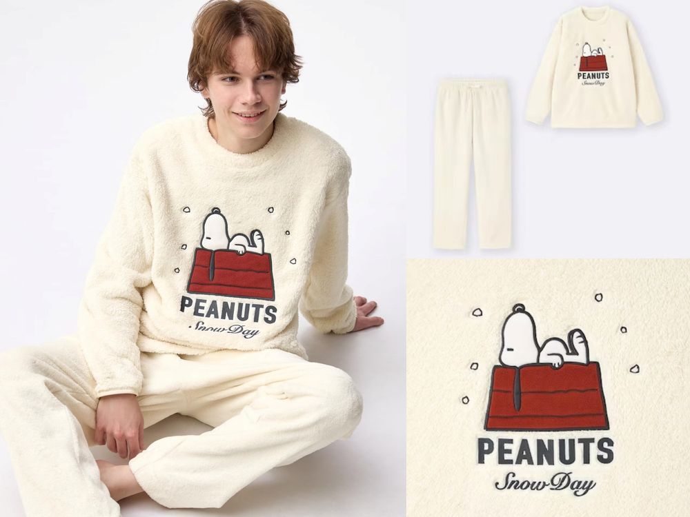 GU日本聖誕限定「史努比聯名」可愛爆！軟綿睡衣、史努比耳朵外套...去日本要整組扛回來！-4