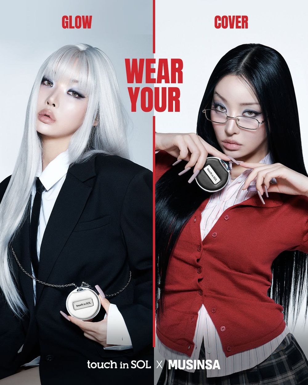 韓系底妝變成爆款小包包！Gen Z必備最潮吊飾氣墊粉餅，精品皮革外型＋潮流金屬LOGO標牌，柔霧潤光兩種妝感任你挑！-9