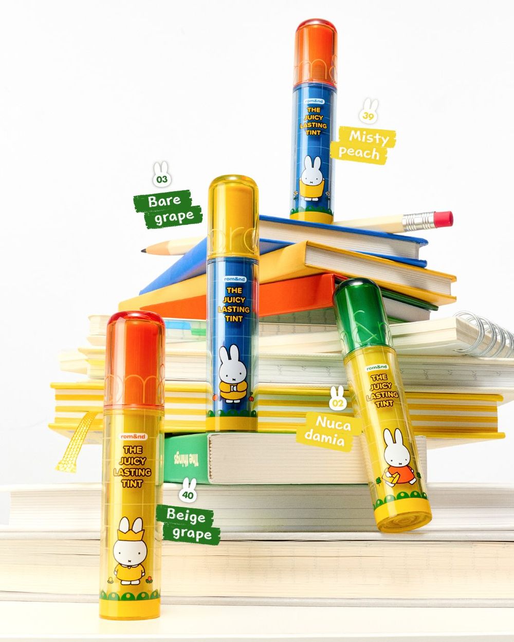 rom&nd x Miffy米飛兔文具店開張、萌到失控！爆賣果汁唇釉、糖果腮紅、6色打亮盤全員兔兔上線！-4