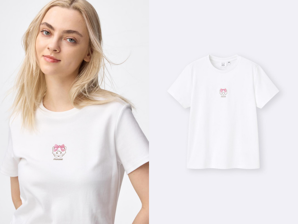 GU這系列可愛瘋！超萌日本插畫聯名「蝴蝶結小貓T恤」好可愛、百元吊帶背心一不小心就包色！-3