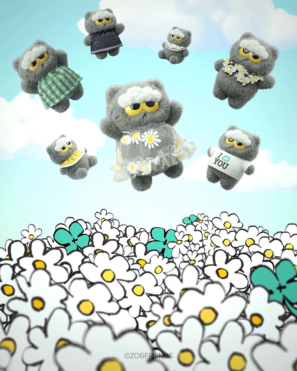 GD愛貓ZO&FRIENDS要出盲盒了！牛仔洋裝&小雛菊領巾萌翻、還有GD同款玫瑰外套造型！-10