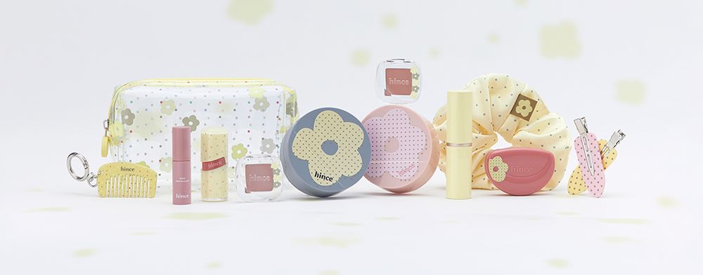 風靡韓國少女系春妝！hince人氣彩妝換上奶油黃＋復古花朵外殼，「冰透唇釉、水光棒」溫柔新色登場，氣墊粉餅限量包裝太萌！-2