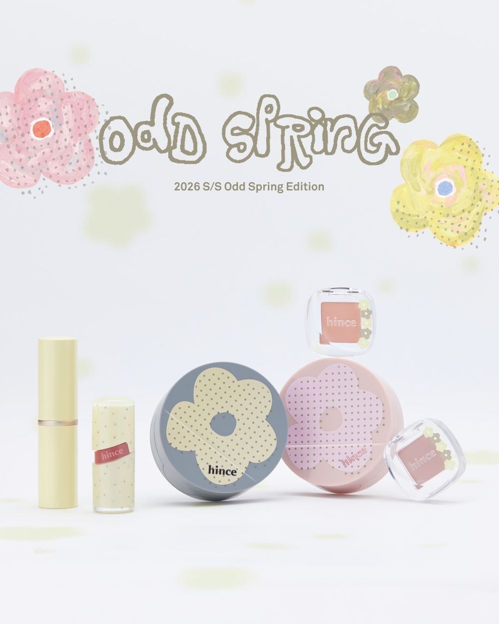 風靡韓國少女系春妝！hince人氣彩妝換上奶油黃＋復古花朵外殼，「冰透唇釉、水光棒」溫柔新色登場，氣墊粉餅限量包裝太萌！-7