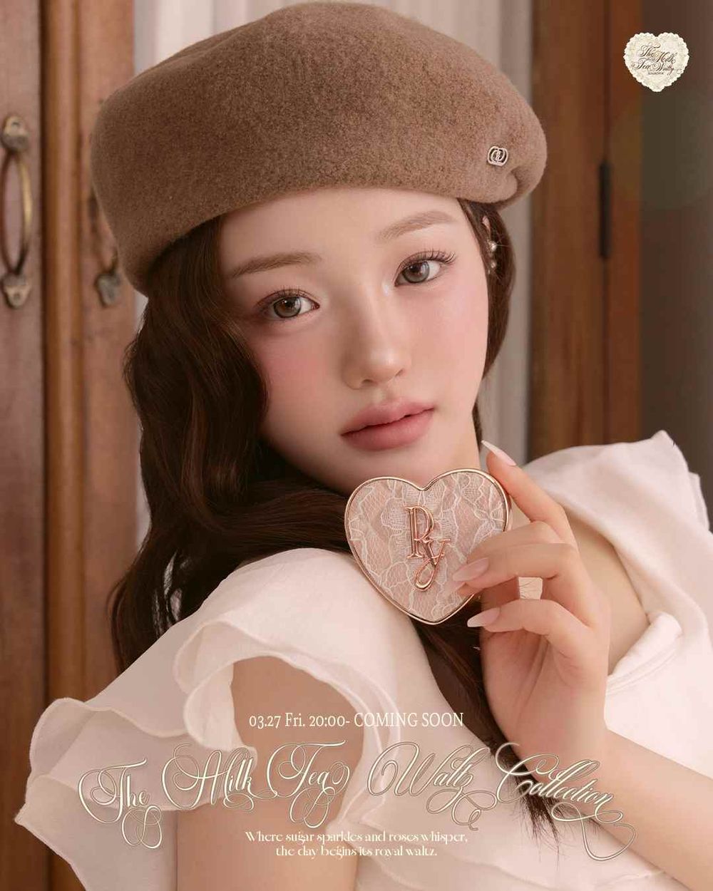 美到命中心臟！日本千金彩妝又推夢幻逸品，菱格皮革腮紅＆打亮換上蕾絲外殼，低飽和奶茶色搭配玫瑰糖霜光澤，還以為在喝下午茶！-3