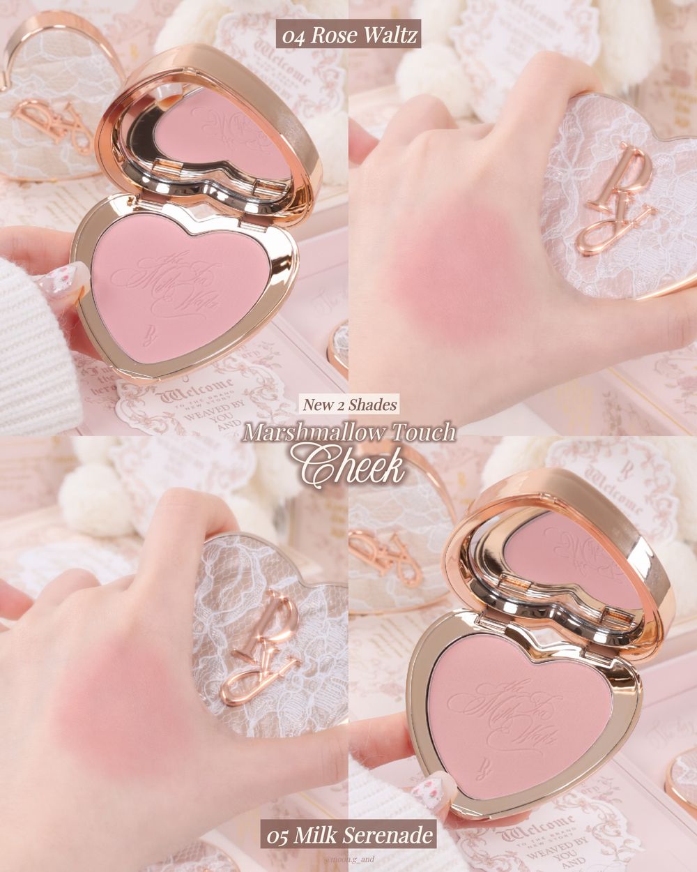 美到命中心臟！日本千金彩妝又推夢幻逸品，菱格皮革腮紅＆打亮換上蕾絲外殼，低飽和奶茶色搭配玫瑰糖霜光澤，還以為在喝下午茶！-7