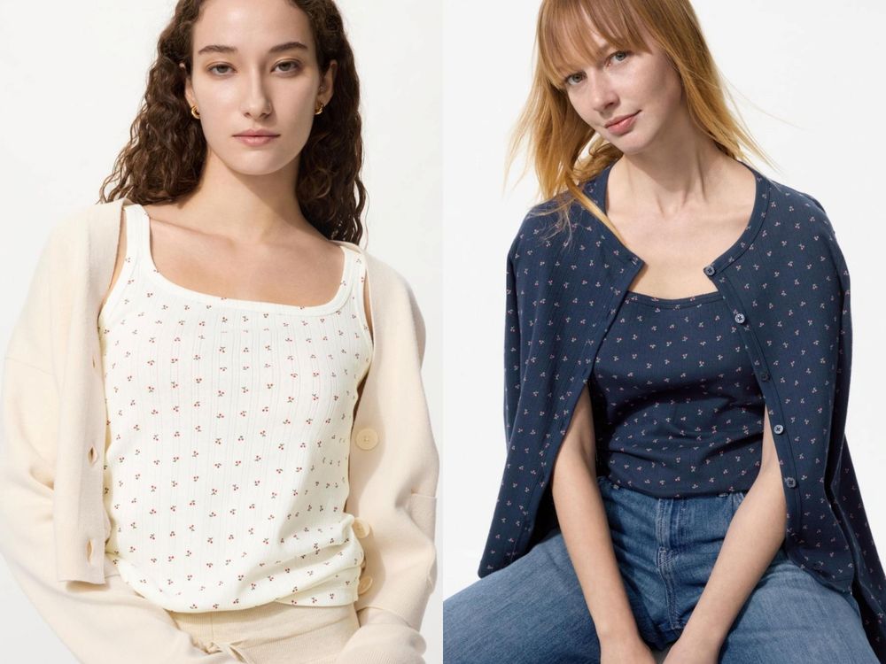 這真的是UNIQLO出的！日韓爆紅「小碎花系列」上衣、背心台灣也有賣！疊搭一秒變超時髦！-7