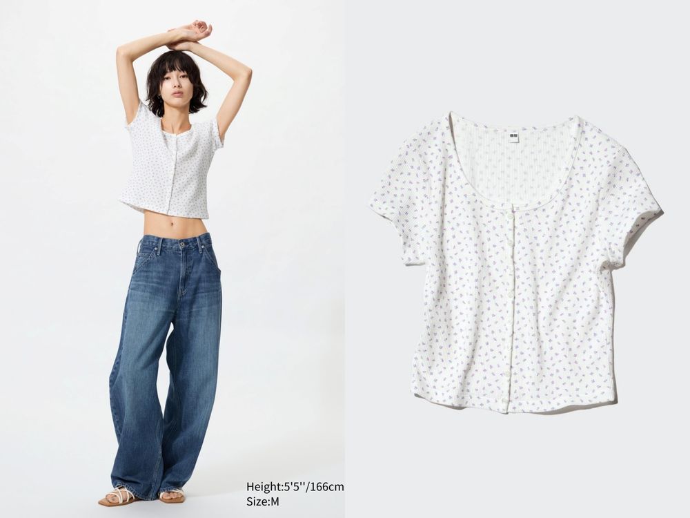 這真的是UNIQLO出的！日韓爆紅「小碎花系列」上衣、背心台灣也有賣！疊搭一秒變超時髦！-5