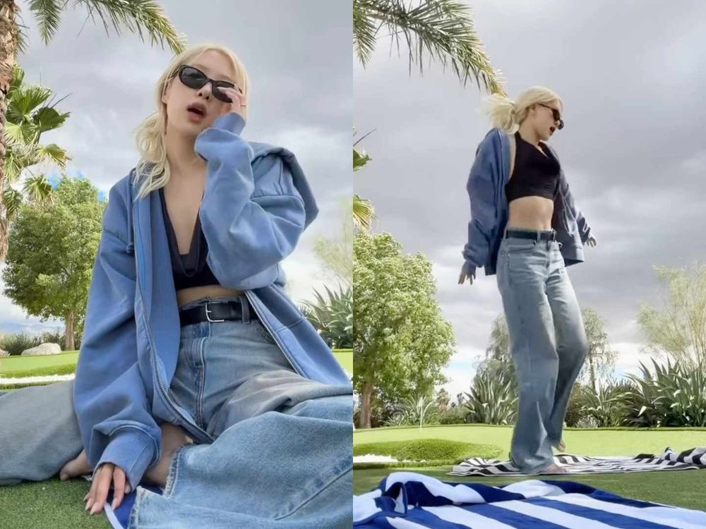 Rosé的Coachella穿搭從不讓人失望！不費力「肉式穿搭」同款T恤、墨鏡找到了！同框好友都是大咖？！-2