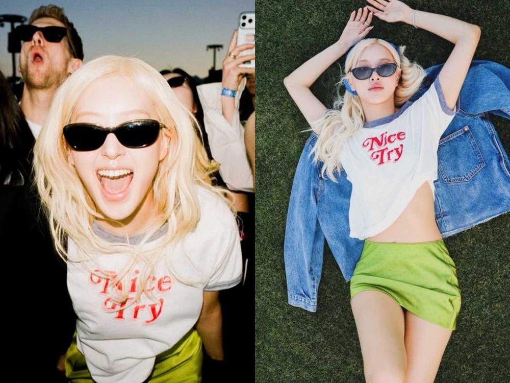 Rosé的Coachella穿搭從不讓人失望！不費力「肉式穿搭」同款T恤、墨鏡找到了！同框好友都是大咖？！-5