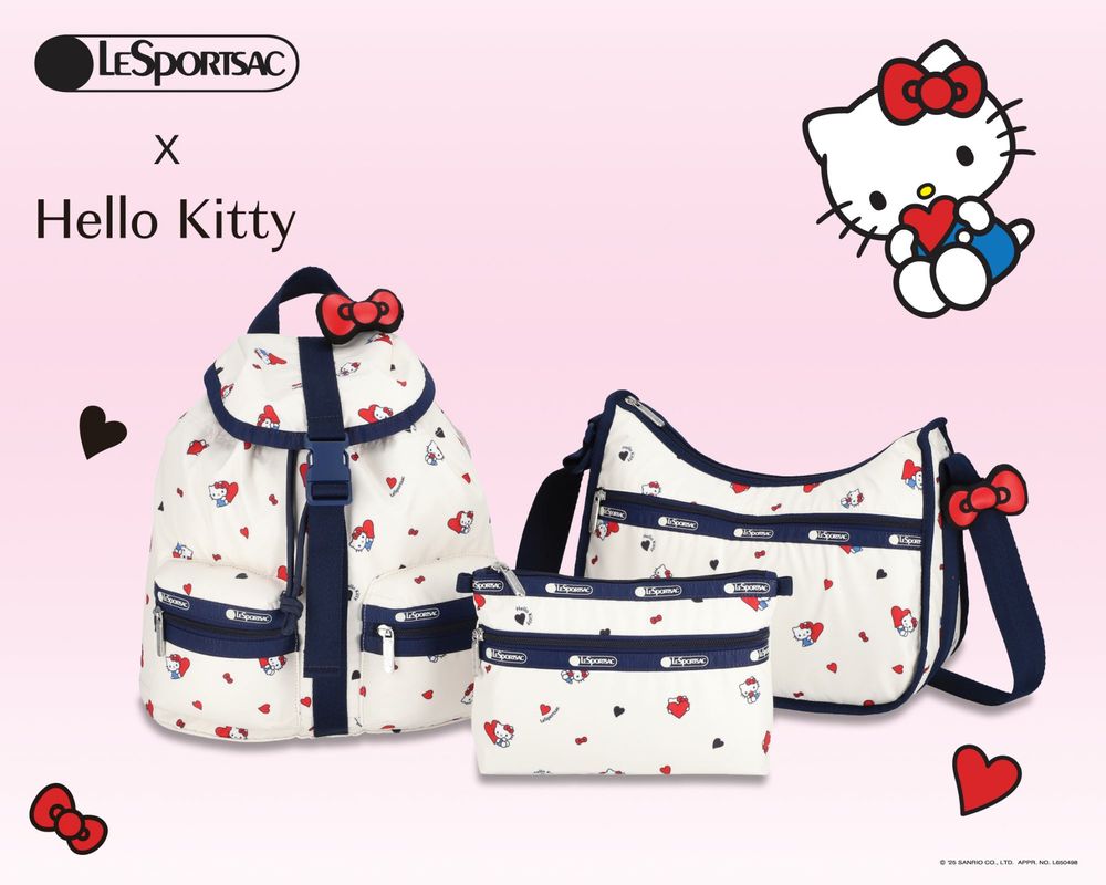 Hello Kitty聯名熱潮持續中！LeSportsac「滿滿愛心＋蝴蝶結」甜美爆擊、居然還有小化妝包！-3