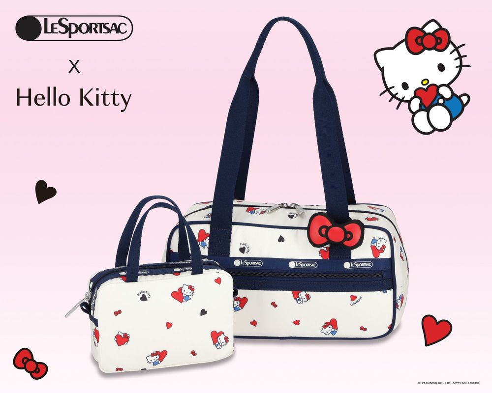 Hello Kitty聯名熱潮持續中！LeSportsac「滿滿愛心＋蝴蝶結」甜美爆擊、居然還有小化妝包！-8