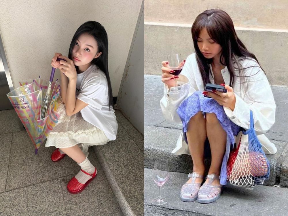 夏天「果凍感」好看穿搭3大黃金公式！韓星狂穿果凍鞋、包包，連手機也要搭一套！視覺瞬間降溫！-7