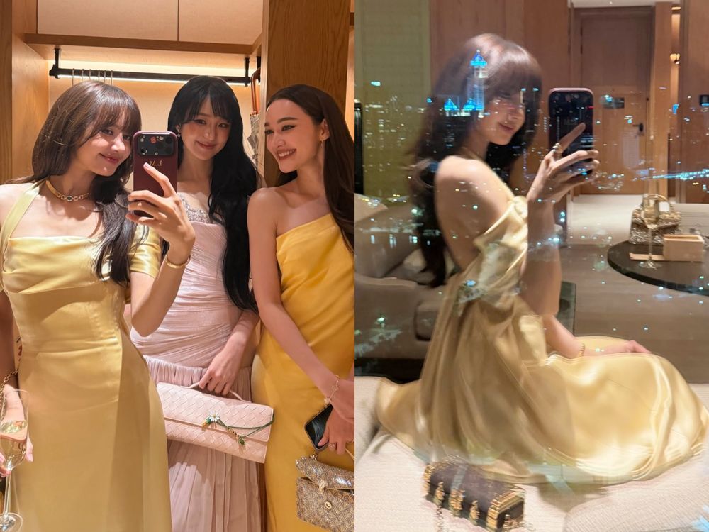 Lisa驚喜現身「泰國國民CP」世紀婚禮！淺金禮服根本迪士尼「貝兒公主」真人版！全身寶格麗珠寶在人群中閃閃發光！-2