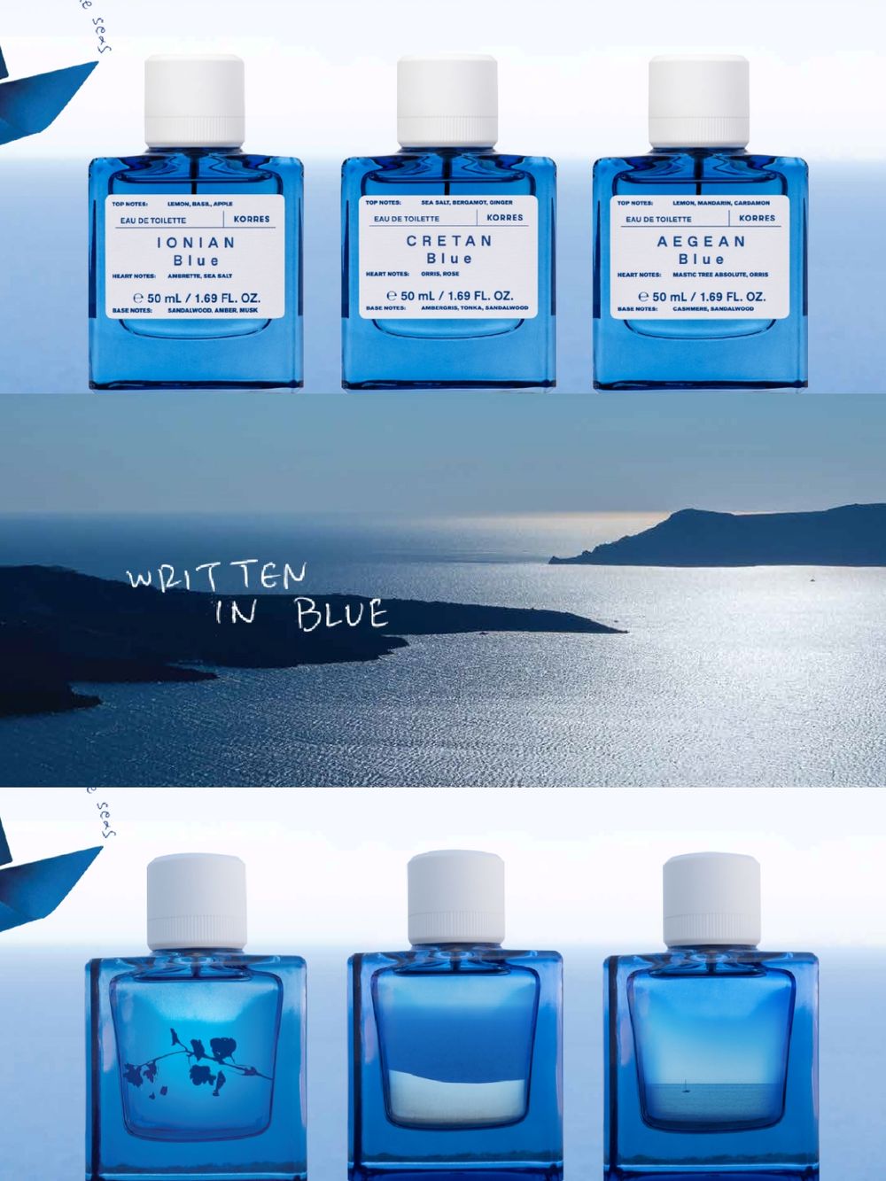 希臘最美的藍被裝進香水瓶！KORRES 30周年「BLUE地中海藍」限定系列，乳香綠意、礦物海風、暖陽柑橘，香味太迷人！-11