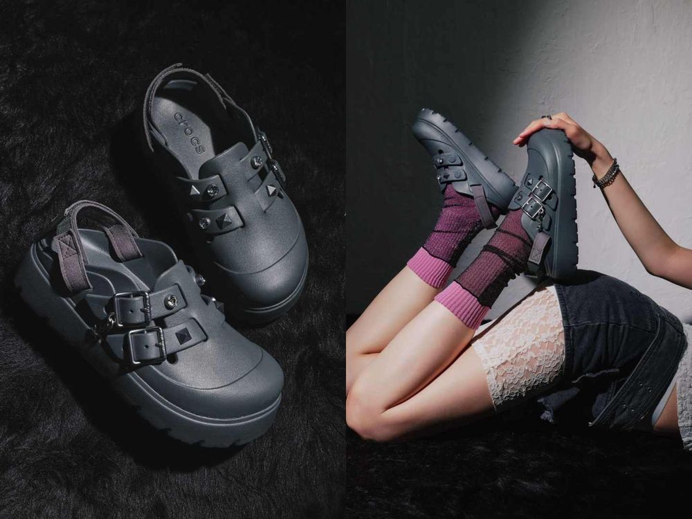 Crocs又要賣翻了！全新「龐克洞洞鞋」甜酷登場！搖滾鉚釘＋樂福鞋超好看、一雙還能變兩種穿法！-4