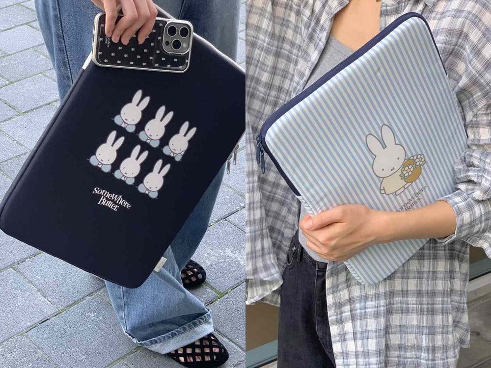 米菲兔粉絲請小心！質感韓牌SOMEWHEREBUTTER聯名miffy ！奶油風「手機殼、電腦包」太可愛！想直接包一套！-3