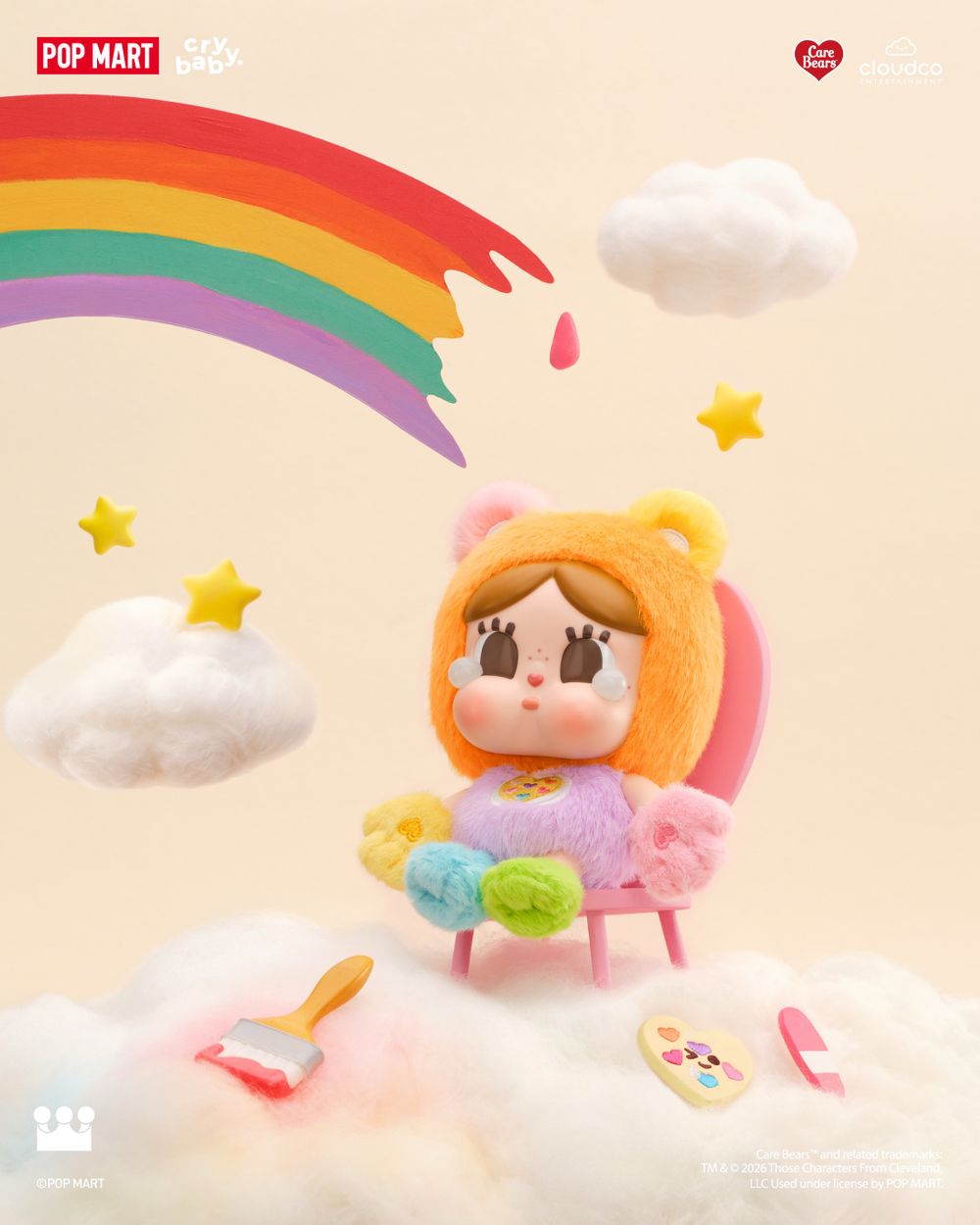 泡泡瑪特CRYBABY跟Care Bears聯名啦！超可愛「牢騷小熊變裝吊飾、大頭陽光熊收納包」全都想要！-9