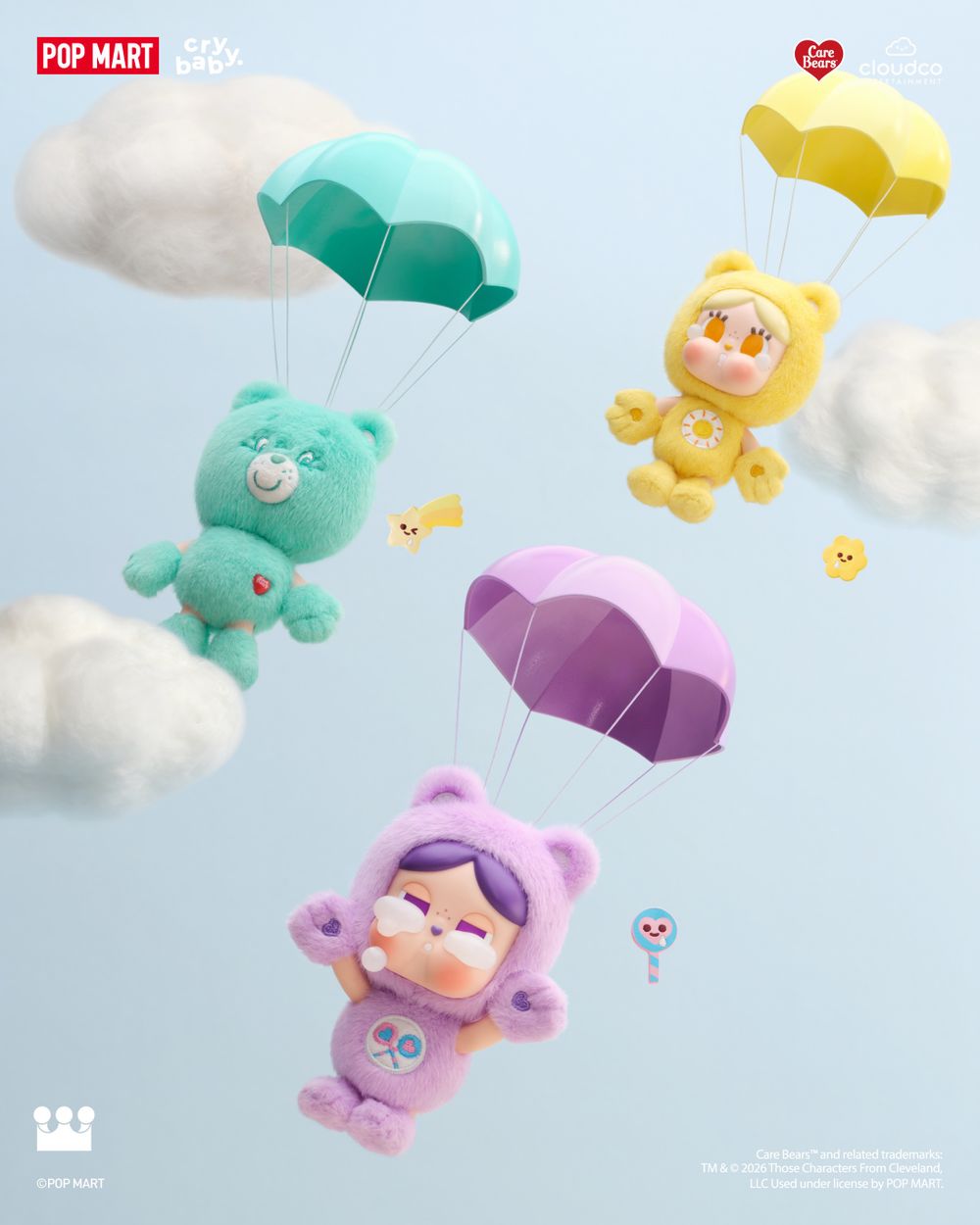 泡泡瑪特CRYBABY跟Care Bears聯名啦！超可愛「牢騷小熊變裝吊飾、大頭陽光熊收納包」全都想要！-11