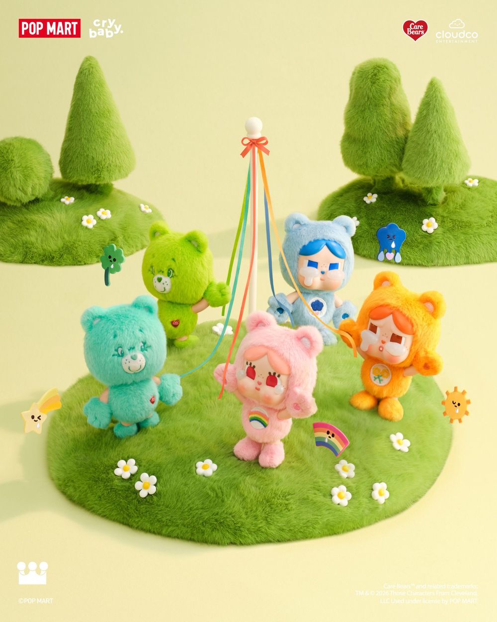 泡泡瑪特CRYBABY跟Care Bears聯名啦！超可愛「牢騷小熊變裝吊飾、大頭陽光熊收納包」全都想要！-2