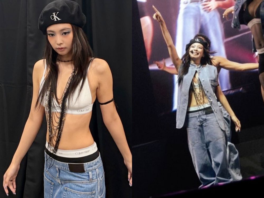 Jennie登上日本音樂節「牛仔褲反穿、火辣美胸Bra Top」熱議！原來衣服是CK訂製！-5