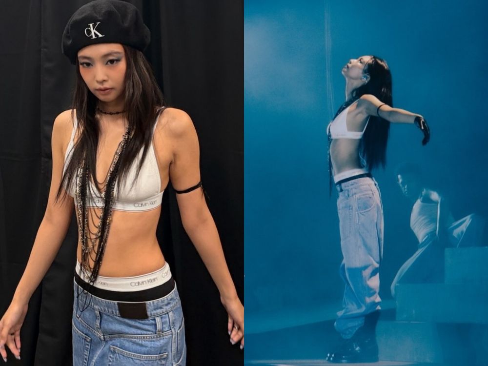 Jennie登上日本音樂節「牛仔褲反穿、火辣美胸Bra Top」熱議！原來衣服是CK訂製！-3