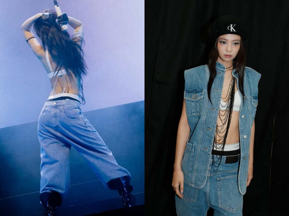 Jennie登上日本音樂節「牛仔褲反穿、火辣美胸Bra Top」熱議！原來衣服是CK訂製！-4