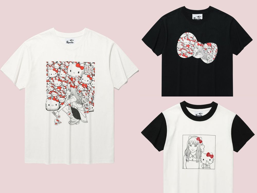 富江和Hello Kitty當朋友了？！韓牌聯手三麗鷗、伊藤潤二「T恤、小物」全曝光！恐怖＋可愛居然超搭！-4
