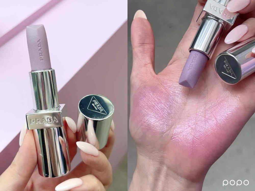 邊佑錫那支紫色唇膏台灣也買得到！PRADA「幻光紫潤唇膏、嫩紫三角形腮紅」顛覆色彩美學，原來黃肌也能這麼適合清新紫粉色！-13