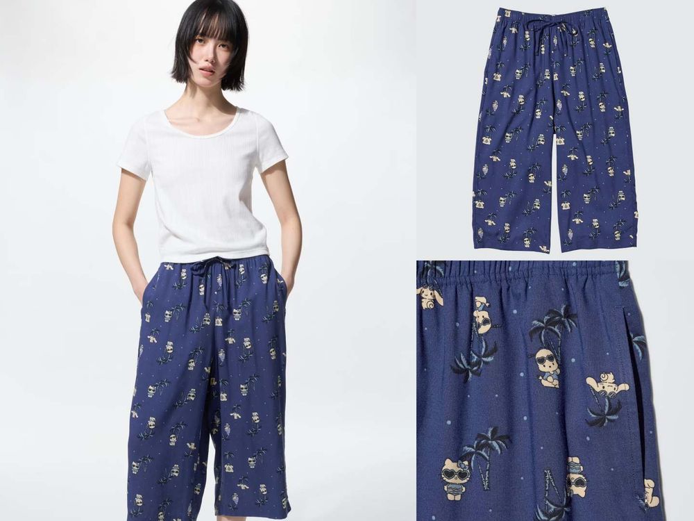 UNIQLO又偷偷來！居然推出「曬黑三麗鷗」居家褲！曬黑Kitty、布丁狗海島度假中、可愛到捨不得穿！-8