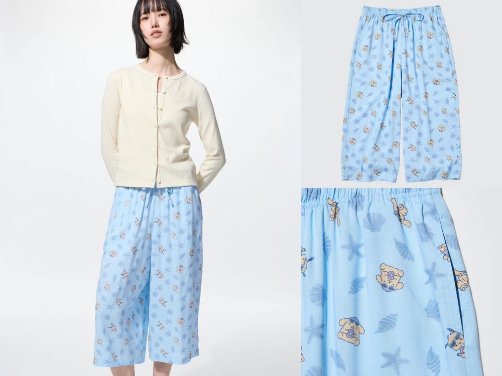 UNIQLO又偷偷來！居然推出「曬黑三麗鷗」居家褲！曬黑Kitty、布丁狗海島度假中、可愛到捨不得穿！-6