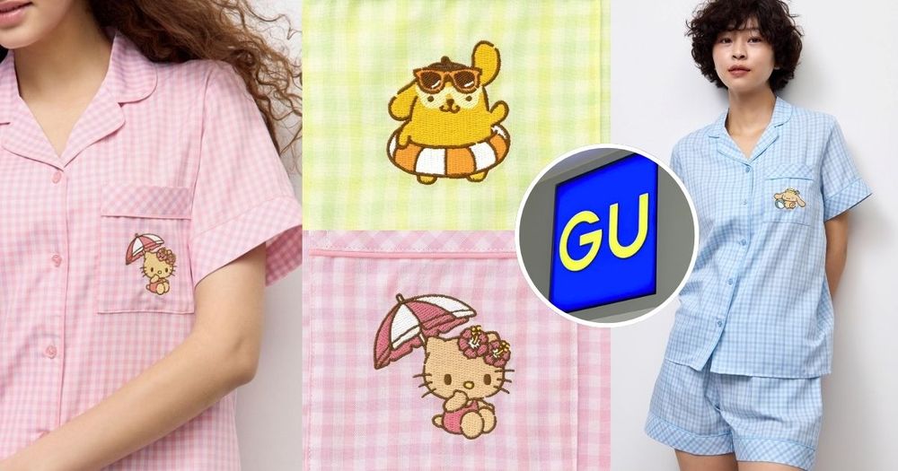 不只日本、台灣也有！GU曬黑版「三麗鷗睡衣」將開賣！度假Kitty、泳圈布丁狗...呆呆小臉太療癒！-1