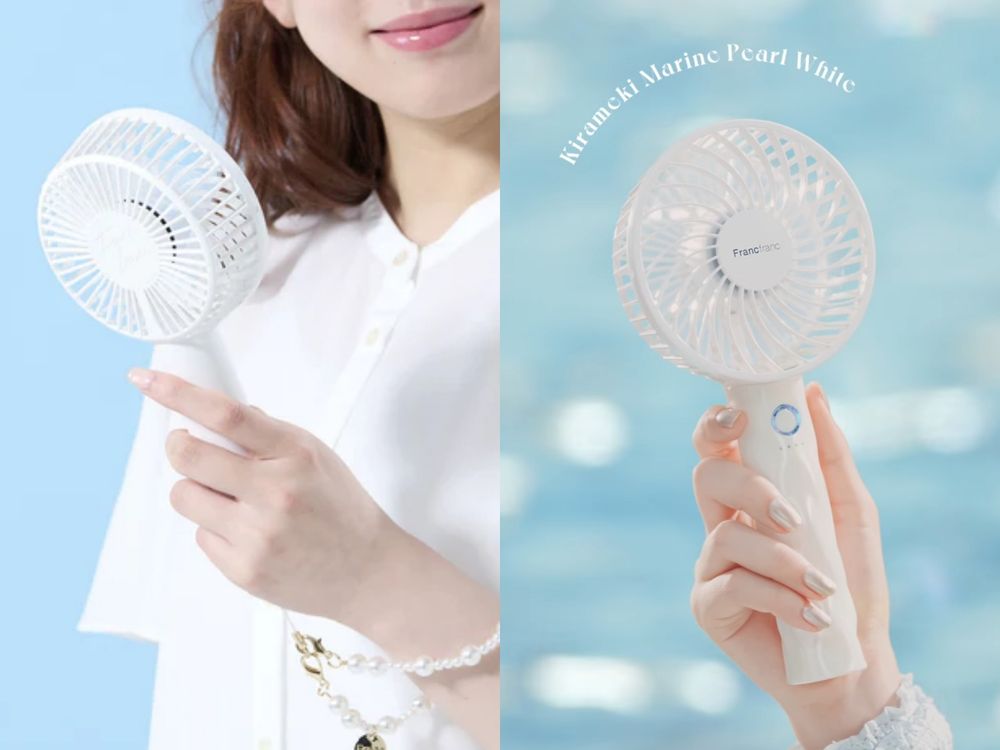 日本女生人手一支！「水波花紋手持電扇」多種顏色美翻、還能搭配香氛貼&珠珠鏈打造夏季最時髦配件！-5
