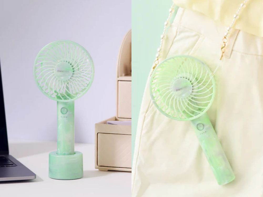 日本女生人手一支！「水波花紋手持電扇」多種顏色美翻、還能搭配香氛貼&珠珠鏈打造夏季最時髦配件！-7