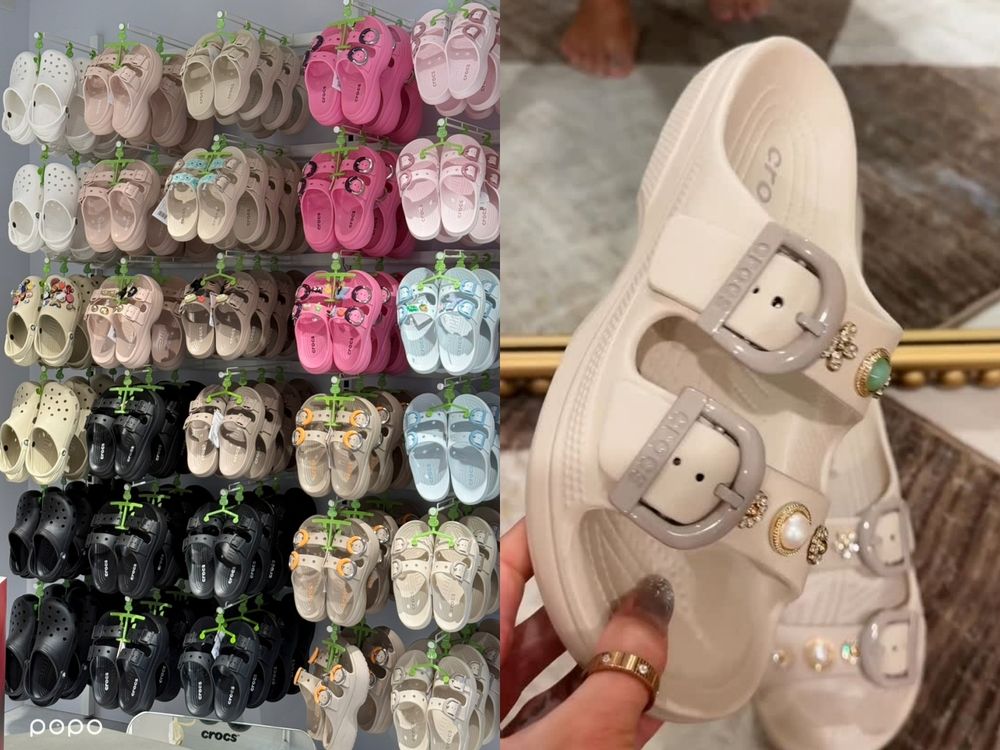 韓國爆紅Crocs厚底小拖鞋來了！超軟Q「雲朵洞洞拖鞋」加鞋扣超可愛、細腿夾腳拖也得買！-8
