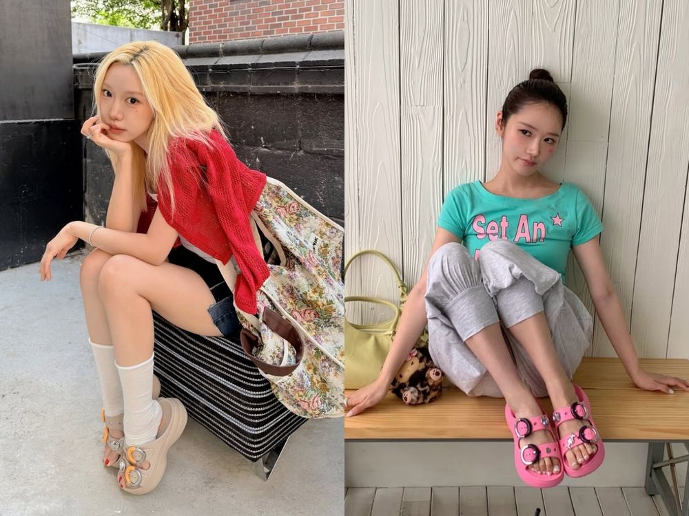 韓國爆紅Crocs厚底小拖鞋來了！超軟Q「雲朵洞洞拖鞋」加鞋扣超可愛、細腿夾腳拖也得買！-9